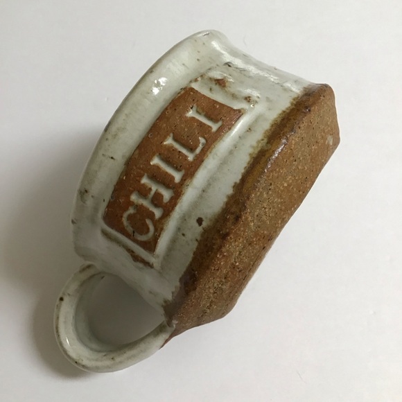 Handmade Studio Pottery Chili Bowl Handle Natural Speckled Glaze Rustic Cabin - Picture 4 of 14